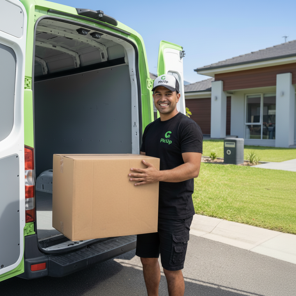 PicUp hauler delivering a bulky item for a business customer